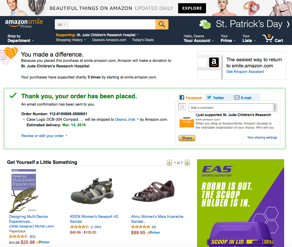 Showing a much taller, more prominent banner that calls out louder that you made a difference, with better contrast and clearer calls to action