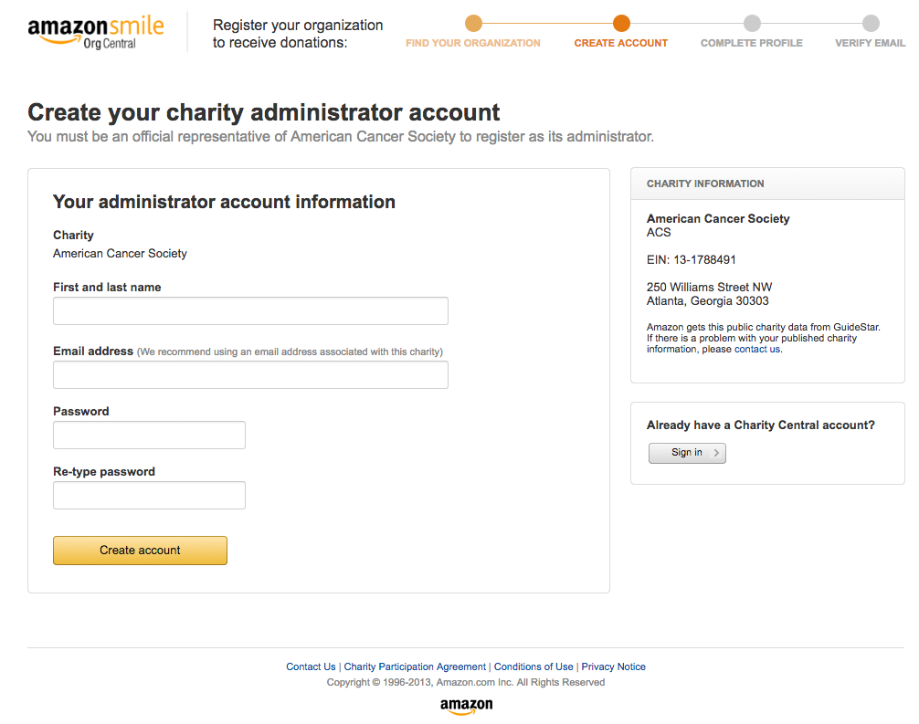 High fidelity of second step, creating your account