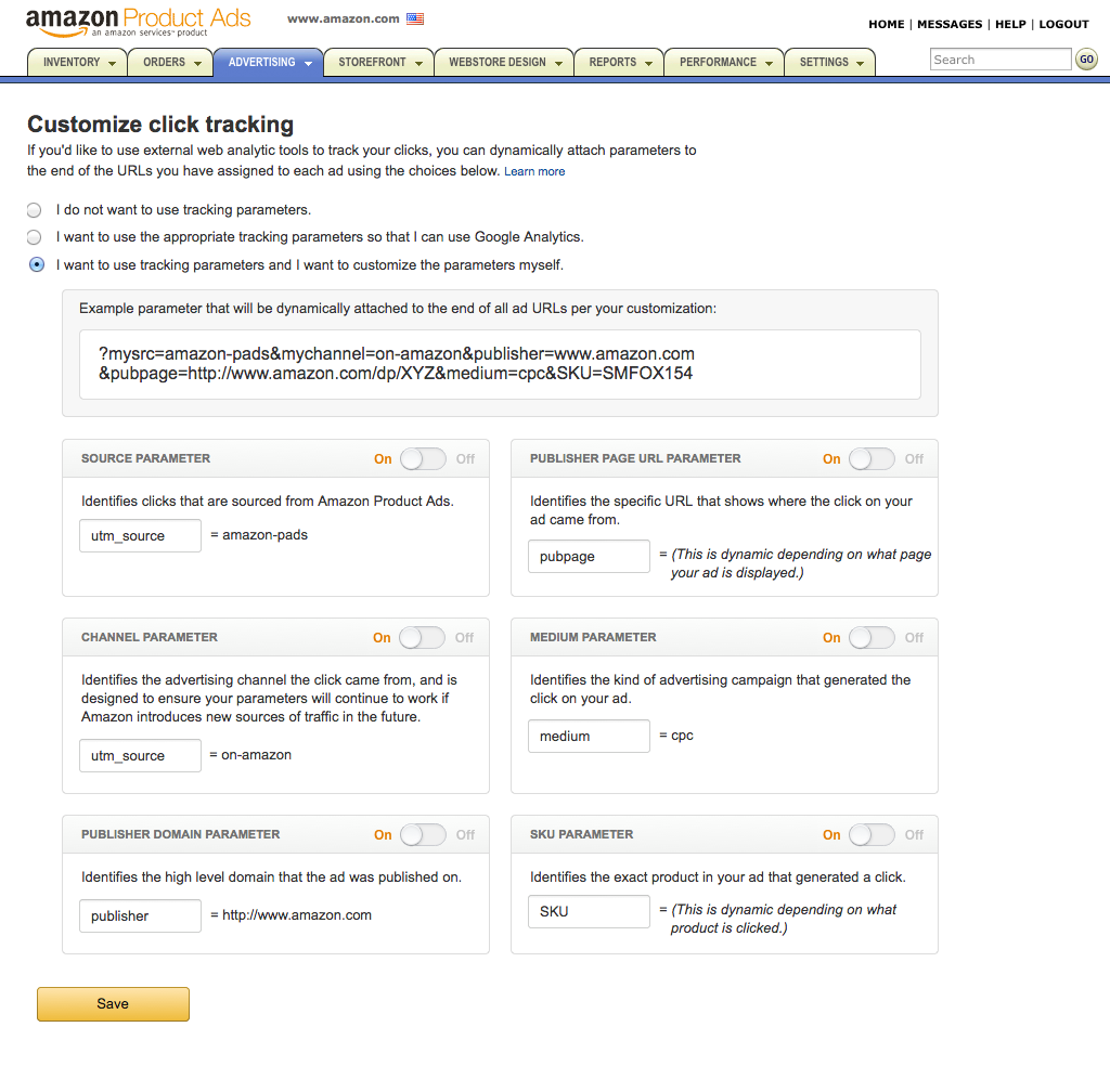 Showing that if you select the third radio button, you get to still fully customize it like you could in the original, but this level of detail is hidden in the other two options for most sellers that don't need that level of control. 